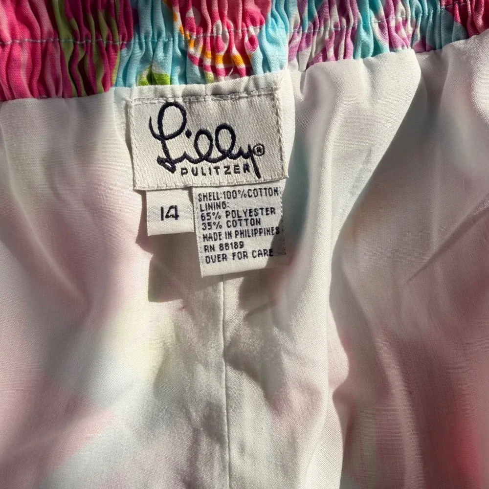 Lilly Pulitzer Women's Pink Blue Patchwork Floral Halter Mini Dress Size 14 VTG - Picture 4 of 5